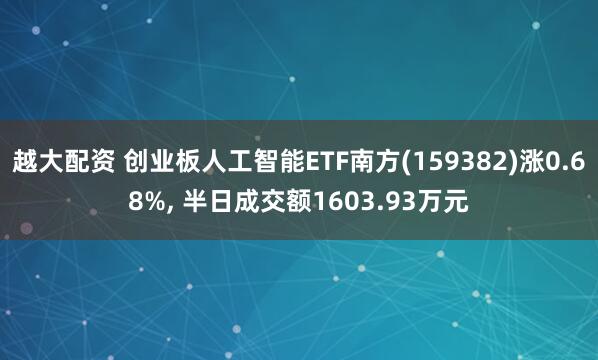 越大配资 创业板人工智能ETF南方(159382)涨0.68%, 半日成交额1603.93万元
